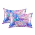 thumbnail image 1 of Yayeee Pillowcase Standard Size Set of 2 Satin Wrinkle Resistant Envelope Pillow Case, Pastel Pink Marble Pattern, 1 of 8
