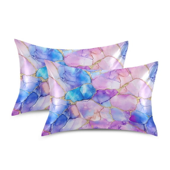Yayeee Pillowcase Standard Size Set of 2 Satin Wrinkle Resistant Envelope Pillow Case, Pastel Pink Marble Pattern
