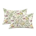 thumbnail image 1 of Yayeee Pillowcase Standard Size Set of 2 Satin Wrinkle Resistant Envelope Pillow Case, Purple Birds Teapots, 1 of 8