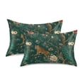thumbnail image 1 of Yayeee Pillowcase Standard Size Set of 2 Satin Wrinkle Resistant Envelope Pillow Case, Tiger and Peacock Pattern, 1 of 8