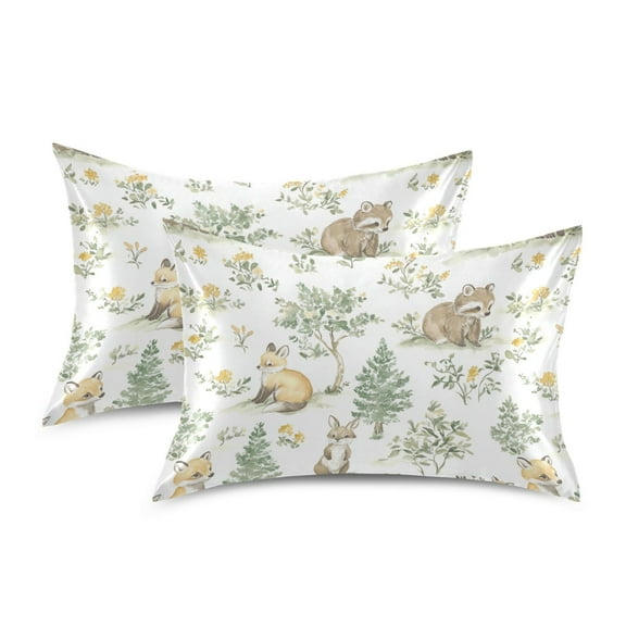 Yayeee Pillowcase Standard Size Set of 2 Satin Wrinkle Resistant Envelope Pillow Case, Watercolor Forest Pattern