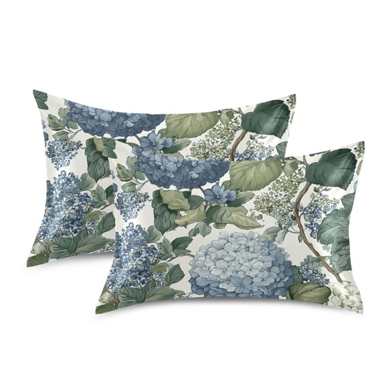 Yayeee Pillowcase Standard Size Set of 2 Satin Wrinkle Resistant Envelope Pillow Case, Watercolor Hydrangeas Pattern