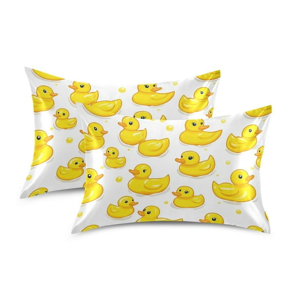 Yayeee Pillowcase Standard Size Set of 2 Satin Wrinkle Resistant Envelope Pillow Case, Yellow Rubber Ducks