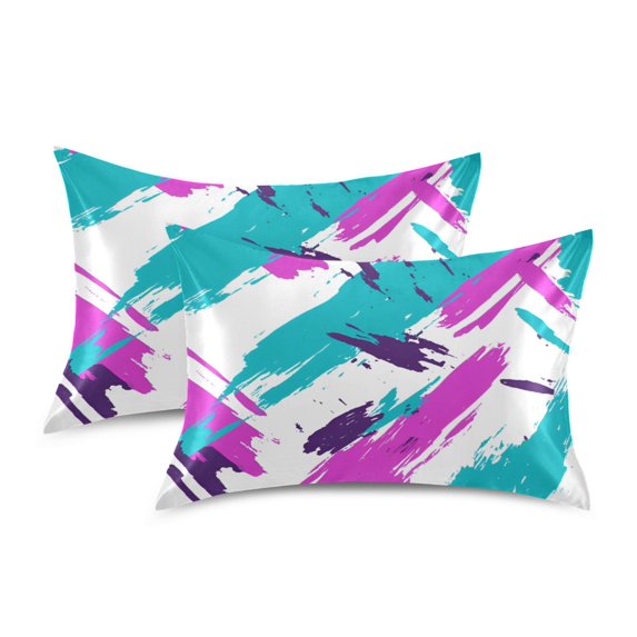 Yayeee Pillowcase Standard Size Set of 2 Satin Wrinkle Resistant Pillow Case, Abstract Drawing