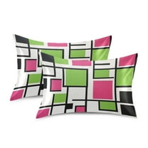 Yayeee Pillowcase Standard Size Set of 2 Satin Wrinkle Resistant Pillow Case, Abstract Geometric