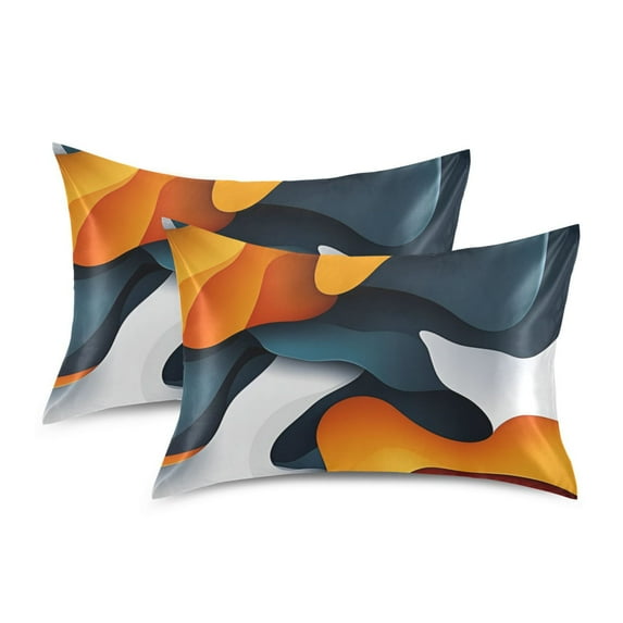 Yayeee Pillowcase Standard Size Set of 2 Satin Wrinkle Resistant Pillow Case, Abstract Wavy