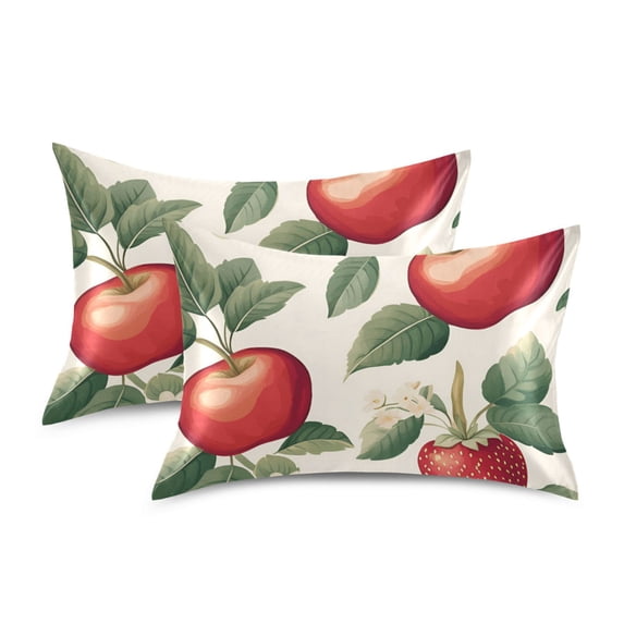 Yayeee Pillowcase Standard Size Set of 2 Satin Wrinkle Resistant Pillow Case, Apples Flower Pattern