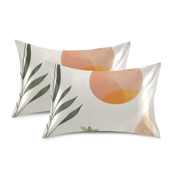 Yayeee Pillowcase Standard Size Set of 2 Satin Wrinkle Resistant Pillow Case, Art Plant