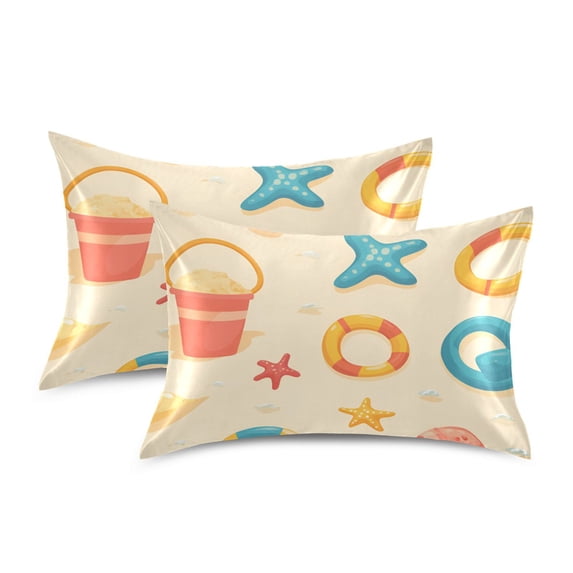 Yayeee Pillowcase Standard Size Set of 2 Satin Wrinkle Resistant Pillow Case, Beach Pattern