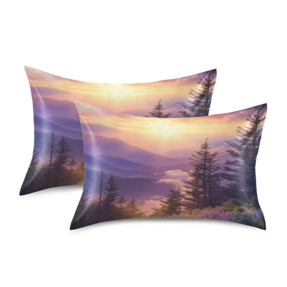 Yayeee Pillowcase Standard Size Set of 2 Satin Wrinkle Resistant Pillow Case, Beautiful Mountain