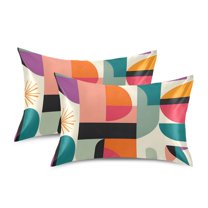 Yayeee Pillowcase Standard Size Set of 2 Satin Wrinkle Resistant Pillow Case, Beige Abstract