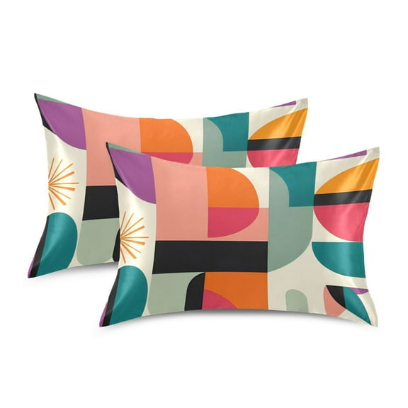 Yayeee Pillowcase Standard Size Set of 2 Satin Wrinkle Resistant Pillow Case, Beige Abstract