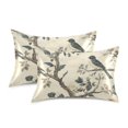 thumbnail image 1 of Yayeee Pillowcase Standard Size Set of 2 Satin Wrinkle Resistant Pillow Case, Beige Birds, 1 of 7
