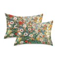 thumbnail image 1 of Yayeee Pillowcase Standard Size Set of 2 Satin Wrinkle Resistant Pillow Case, Beige Floral Garden, 1 of 8