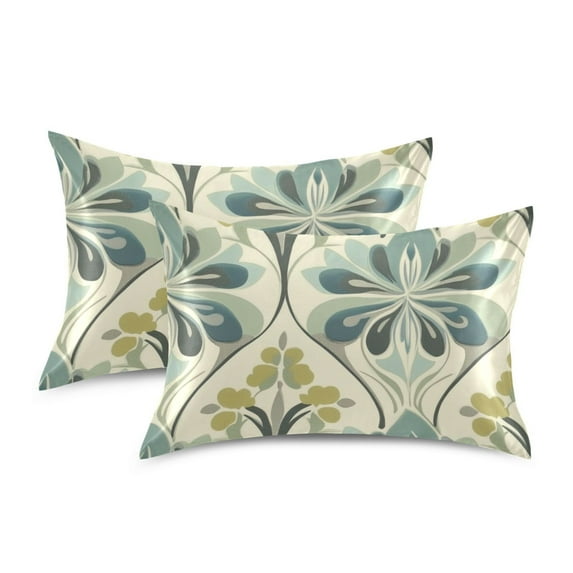 Yayeee Pillowcase Standard Size Set of 2 Satin Wrinkle Resistant Pillow Case, Beige Floral Pattern