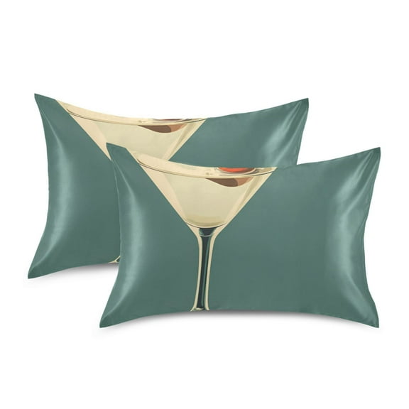 Yayeee Pillowcase Standard Size Set of 2 Satin Wrinkle Resistant Pillow Case, Beige Martini