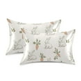 thumbnail image 1 of Yayeee Pillowcase Standard Size Set of 2 Satin Wrinkle Resistant Pillow Case, Beige Rabbits and Carrots, 1 of 8