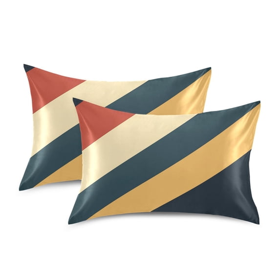 Yayeee Pillowcase Standard Size Set of 2 Satin Wrinkle Resistant Pillow Case, Beige Stripes