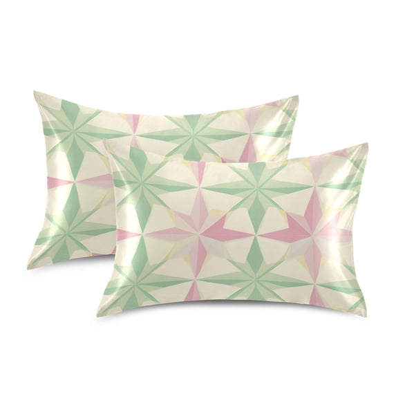 Yayeee Pillowcase Standard Size Set of 2 Satin Wrinkle Resistant Pillow Case, Beige Symmetrical Stars