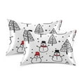 thumbnail image 1 of Yayeee Pillowcase Standard Size Set of 2 Satin Wrinkle Resistant Pillow Case, Black Cartoon Snowmen, 1 of 8
