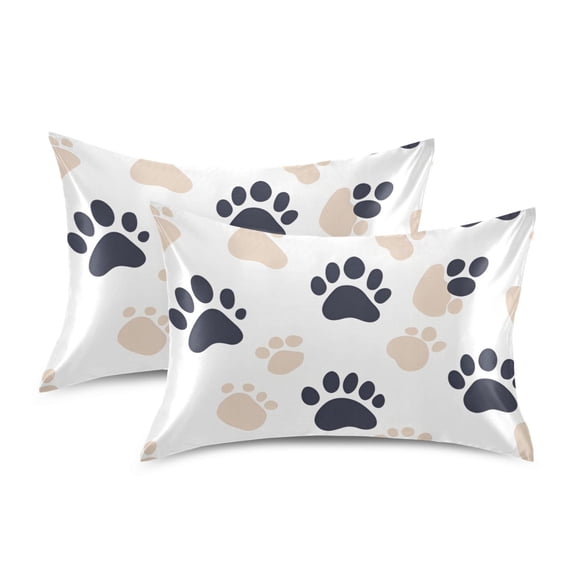 Yayeee Pillowcase Standard Size Set of 2 Satin Wrinkle Resistant Pillow Case, Black Cat Paw