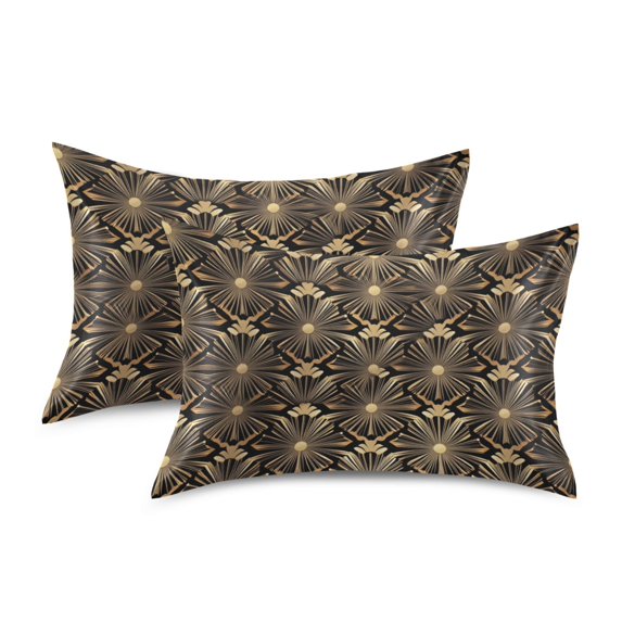 Yayeee Pillowcase Standard Size Set of 2 Satin Wrinkle Resistant Pillow Case, Black Floral Pattern