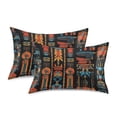 thumbnail image 1 of Yayeee Pillowcase Standard Size Set of 2 Satin Wrinkle Resistant Pillow Case, Black Geometric, 1 of 8