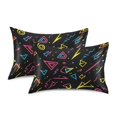 thumbnail image 1 of Yayeee Pillowcase Standard Size Set of 2 Satin Wrinkle Resistant Pillow Case, Black Neon Lightning, 1 of 7