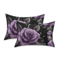 thumbnail image 1 of Yayeee Pillowcase Standard Size Set of 2 Satin Wrinkle Resistant Pillow Case, Black Roses, 1 of 8