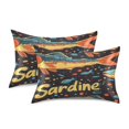 thumbnail image 1 of Yayeee Pillowcase Standard Size Set of 2 Satin Wrinkle Resistant Pillow Case, Black Sardines Pattern, 1 of 7