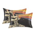 thumbnail image 1 of Yayeee Pillowcase Standard Size Set of 2 Satin Wrinkle Resistant Pillow Case, Black Skeleton, 1 of 7