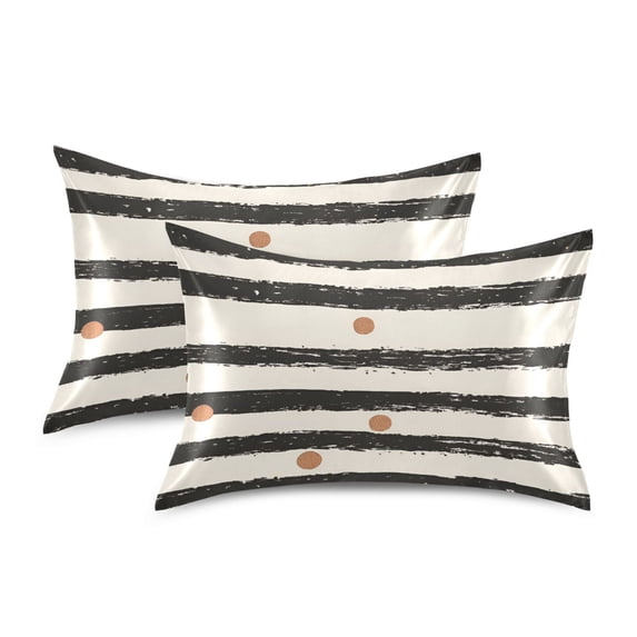 Yayeee Pillowcase Standard Size Set of 2 Satin Wrinkle Resistant Pillow Case, Black Stripes