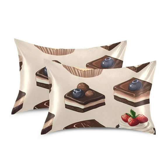 Yayeee Pillowcase Standard Size Set of 2 Satin Wrinkle Resistant Pillow Case, Blue Cakes