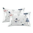 thumbnail image 1 of Yayeee Pillowcase Standard Size Set of 2 Satin Wrinkle Resistant Pillow Case, Blue Cartoon Snowmen, 1 of 8