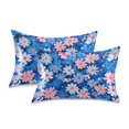 thumbnail image 1 of Yayeee Pillowcase Standard Size Set of 2 Satin Wrinkle Resistant Pillow Case, Blue Daisy, 1 of 8