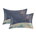 thumbnail image 1 of Yayeee Pillowcase Standard Size Set of 2 Satin Wrinkle Resistant Pillow Case, Blue Earth, 1 of 7