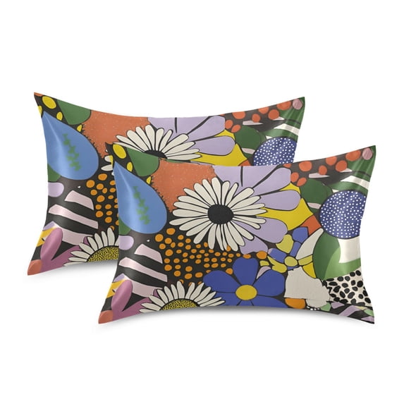 Yayeee Pillowcase Standard Size Set of 2 Satin Wrinkle Resistant Pillow Case, Blue Floral