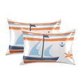 thumbnail image 1 of Yayeee Pillowcase Standard Size Set of 2 Satin Wrinkle Resistant Pillow Case, Blue Nautical Pattern, 1 of 8