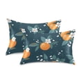 thumbnail image 1 of Yayeee Pillowcase Standard Size Set of 2 Satin Wrinkle Resistant Pillow Case, Blue Oranges, 1 of 7