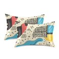 thumbnail image 1 of Yayeee Pillowcase Standard Size Set of 2 Satin Wrinkle Resistant Pillow Case, Blue Retro Print, 1 of 7