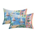 thumbnail image 1 of Yayeee Pillowcase Standard Size Set of 2 Satin Wrinkle Resistant Pillow Case, Blue Seaside, 1 of 7