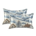 thumbnail image 1 of Yayeee Pillowcase Standard Size Set of 2 Satin Wrinkle Resistant Pillow Case, Blue Snowy Mountain, 1 of 8
