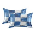 thumbnail image 1 of Yayeee Pillowcase Standard Size Set of 2 Satin Wrinkle Resistant Pillow Case, Blue and Gray Plaid Pattern, 1 of 7