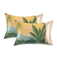 thumbnail image 1 of Yayeee Pillowcase Standard Size Set of 2 Satin Wrinkle Resistant Pillow Case, Boho Plants, 1 of 7