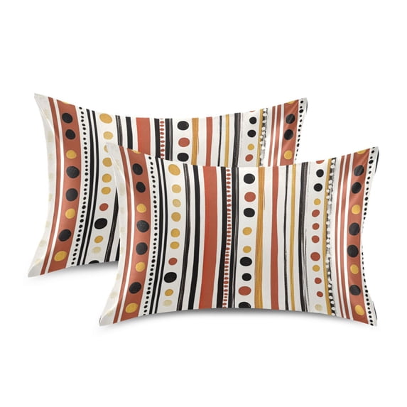 Yayeee Pillowcase Standard Size Set of 2 Satin Wrinkle Resistant Pillow Case, Brown Abstract Dots