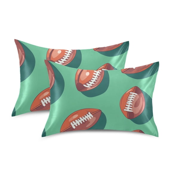 Yayeee Pillowcase Standard Size Set of 2 Satin Wrinkle Resistant Pillow Case, Brown American Footballs