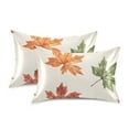 thumbnail image 1 of Yayeee Pillowcase Standard Size Set of 2 Satin Wrinkle Resistant Pillow Case, Brown Autumn Leaves, 1 of 7