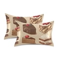 thumbnail image 1 of Yayeee Pillowcase Standard Size Set of 2 Satin Wrinkle Resistant Pillow Case, Brown Cakes, 1 of 7