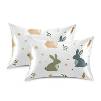 Yayeee Pillowcase Standard Size Set of 2 Satin Wrinkle Resistant Pillow Case, Cartoon Bunnies