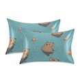thumbnail image 1 of Yayeee Pillowcase Standard Size Set of 2 Satin Wrinkle Resistant Pillow Case, Cartoon Capybaras, 1 of 8